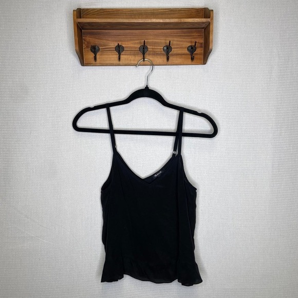 Madewell | Womans 100% Silk Black Crop Top Tank Large - Picture 1 of 7
